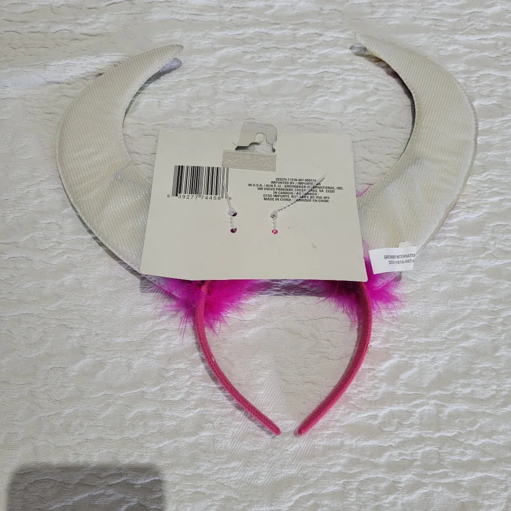 Rainbow Devil Horns Faux Fur Metallic Costume Padded Headband